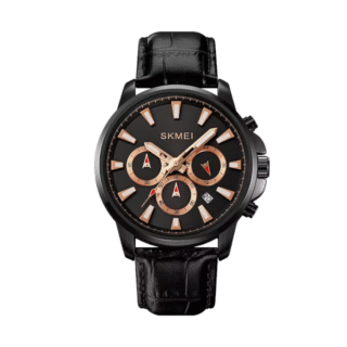 Aναλογικό ρολόι χειρός – Skmei - 2071 - Black-Gold/Leather Black