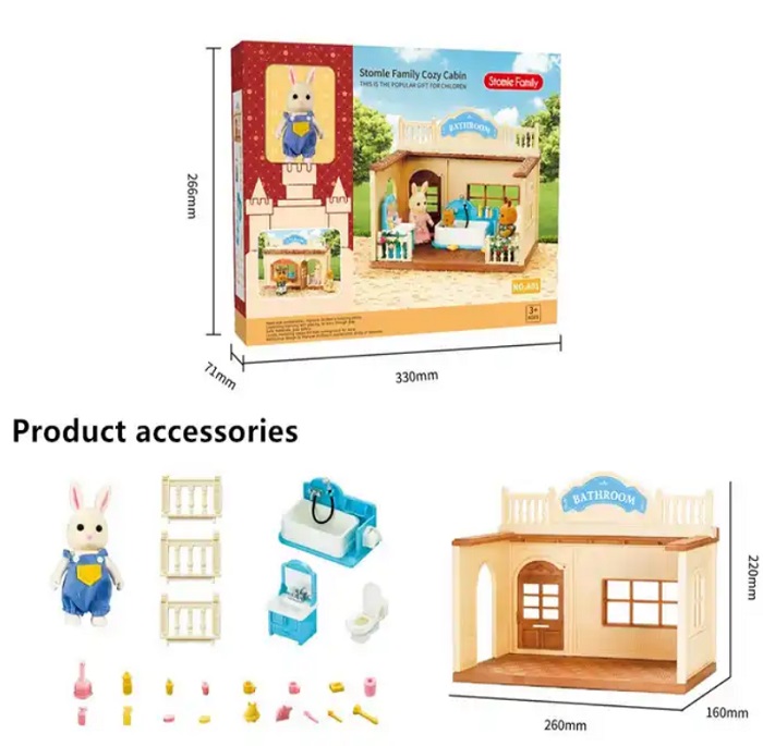 Κουκλόσπιτο mini με αξεσουάρ μπάνιου - A01 - 345228 - Image 2