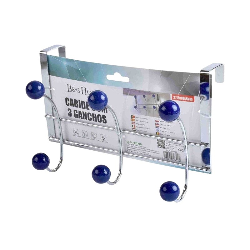 Μεταλλική κρεμάστρα πόρτας 3 θέσεων - OLD-6301 - 57722