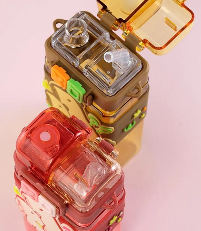 Παιδικό παγούρι πλαστικό με καλαμάκι - 650ml - 722474 - Brown - Image 2