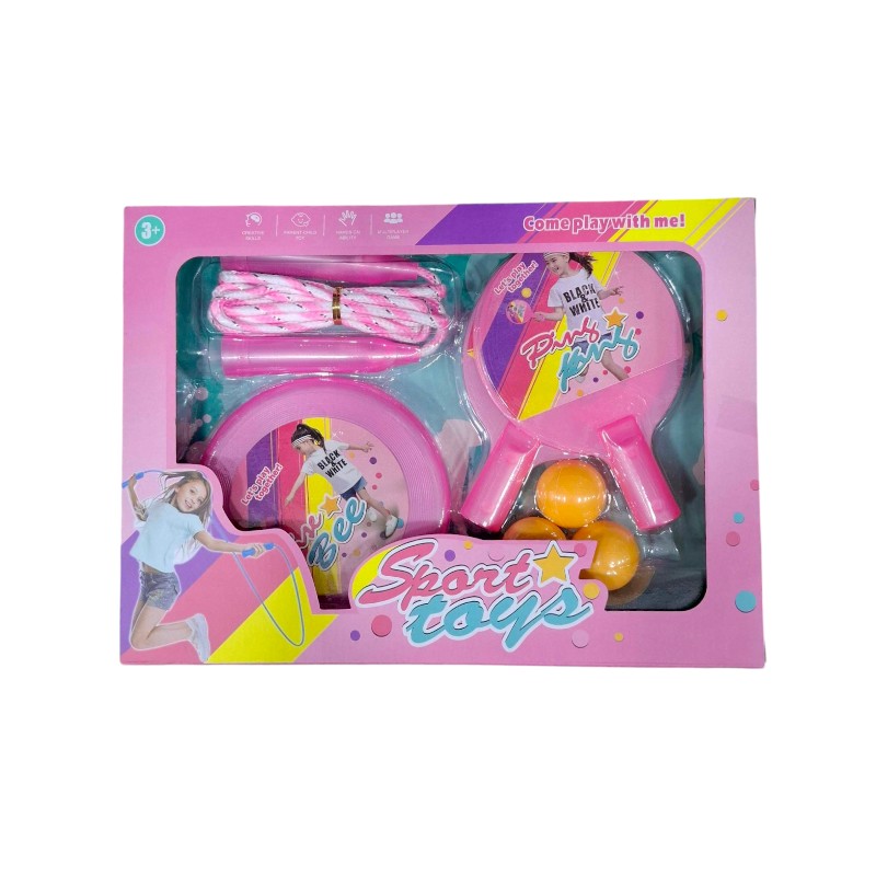 Παιδικό σετ άθλησης - Ping Pong - Δίσκος - Σχοινάκι - 215580 - Pink