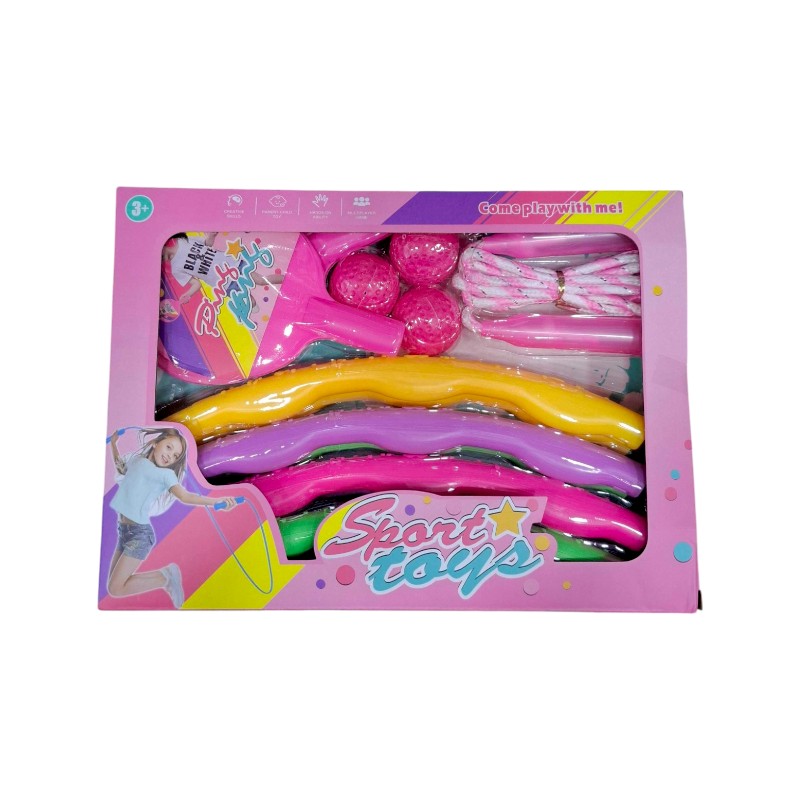 Παιδικό σετ άθλησης - Ping Pong - Σχοινάκι - Hula Hoop - 215579 - Pink
