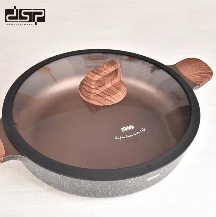 Ρηχή κατσαρόλα αντικολλητική με καπάκι - 3.9L - CA004-BS28-Black - DSP - 563776 - Image 2