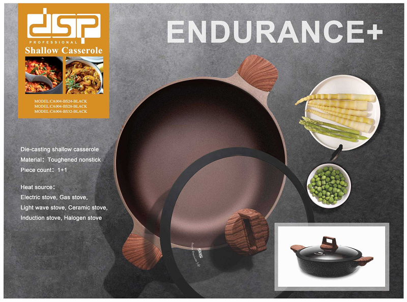 Ρηχή κατσαρόλα αντικολλητική με καπάκι - 3.9L - CA004-BS28-Black - DSP - 563776 - Image 3