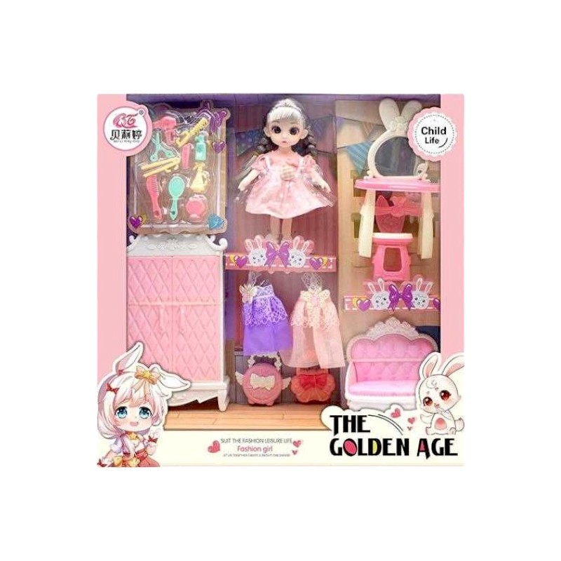 Σετ κούκλα με αξεσουάρ ομορφιάς - P80001B6 - 215357