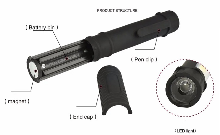 Φακός μπαταρίας LED Mini - Ράβδος - 909A - 219095 - Black - Image 2