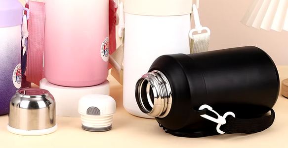 Φορητό παγούρι-θερμός με χειρολαβή - 1000ml - 123743 - Beige - Image 2