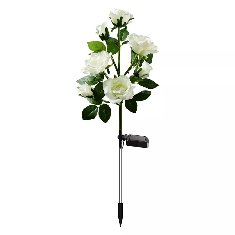 Φωτιζόμενα διακοσμητικά λουλούδια LED με ηλιακό πάνελ - 2pcs - 150289 - White