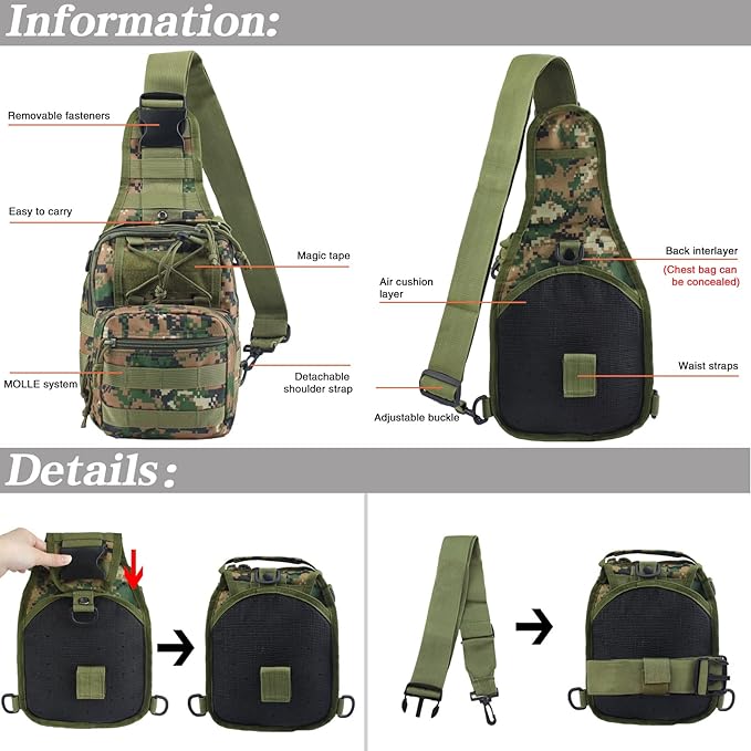 Σακίδιο πλάτης/στήθους - One Strap - BL050-B14 - 270546 - Army Beige - Image 2