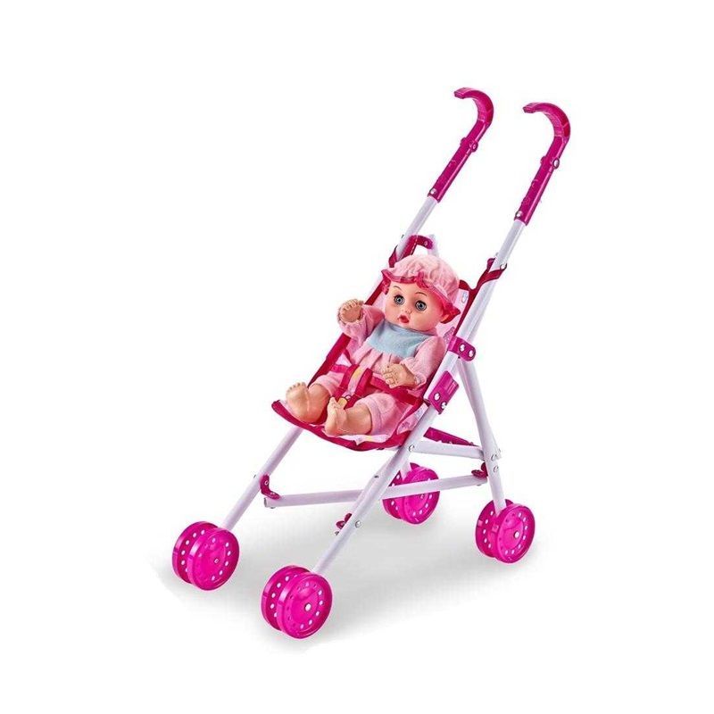 Παιδικό καροτσάκι με φωτισμό LED και κούκλα - 1393D-2 - 307137