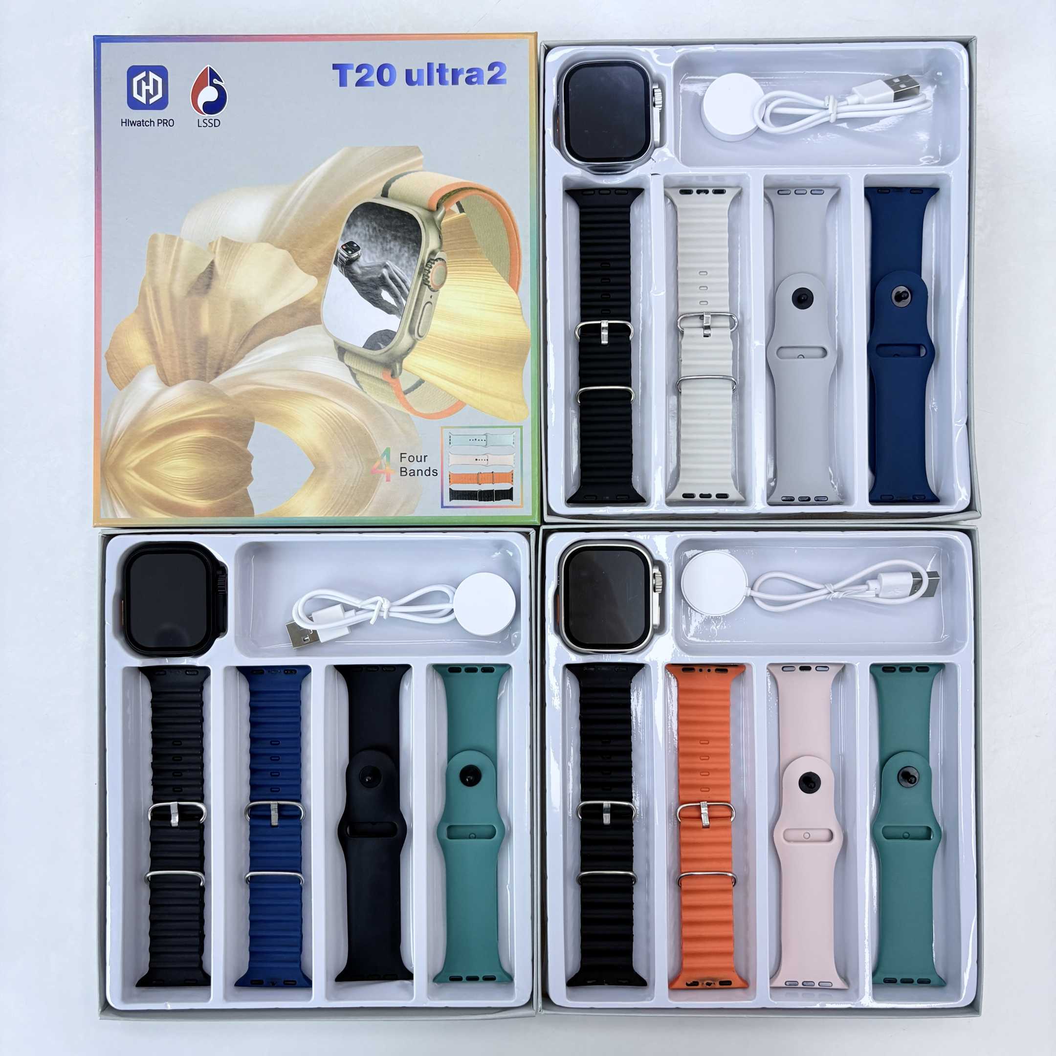 Σετ Smartwatch με 4 λουράκια - T20 UItra2 - 814208 - Orange - Image 2