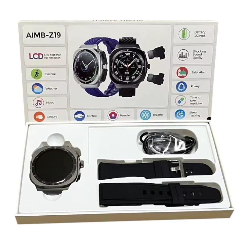 Σετ Smartwatch με ασύρματα ακουστικά Bluetooth - AIMB-Z19 - 065578 - Black - Image 2