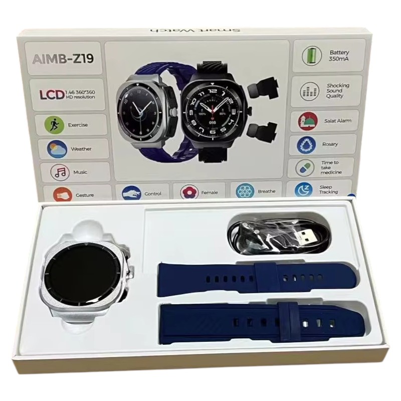Σετ Smartwatch με ασύρματα ακουστικά Bluetooth - AIMB-Z19 - 065578 - Blue - Image 2