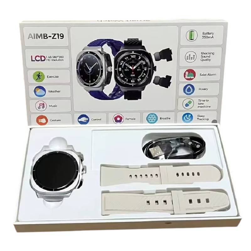 Σετ Smartwatch με ασύρματα ακουστικά Bluetooth - AIMB-Z19 - 065578 - White - Image 2