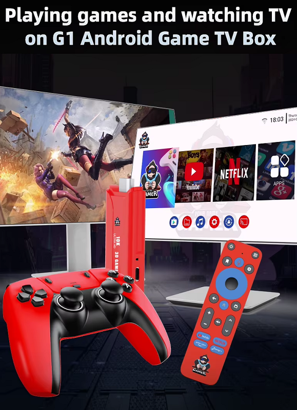 Φορητή κονσόλα παιχνιδιών Stick & Android TV Box με 2 χειριστήρια - G1 - 812938 - Image 3