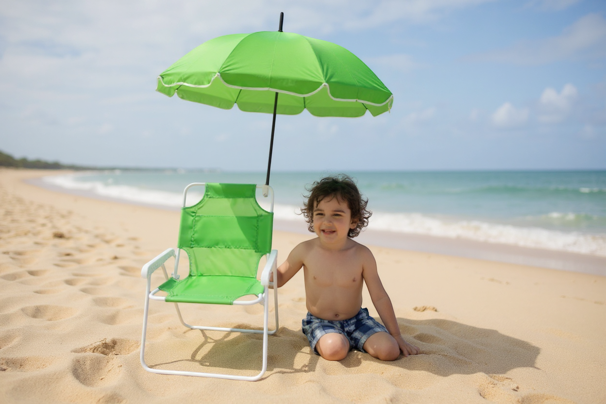 Παιδική πτυσσόμενη καρέκλα camping με ομπρέλα - 1047 - 241712 - Green - Image 2