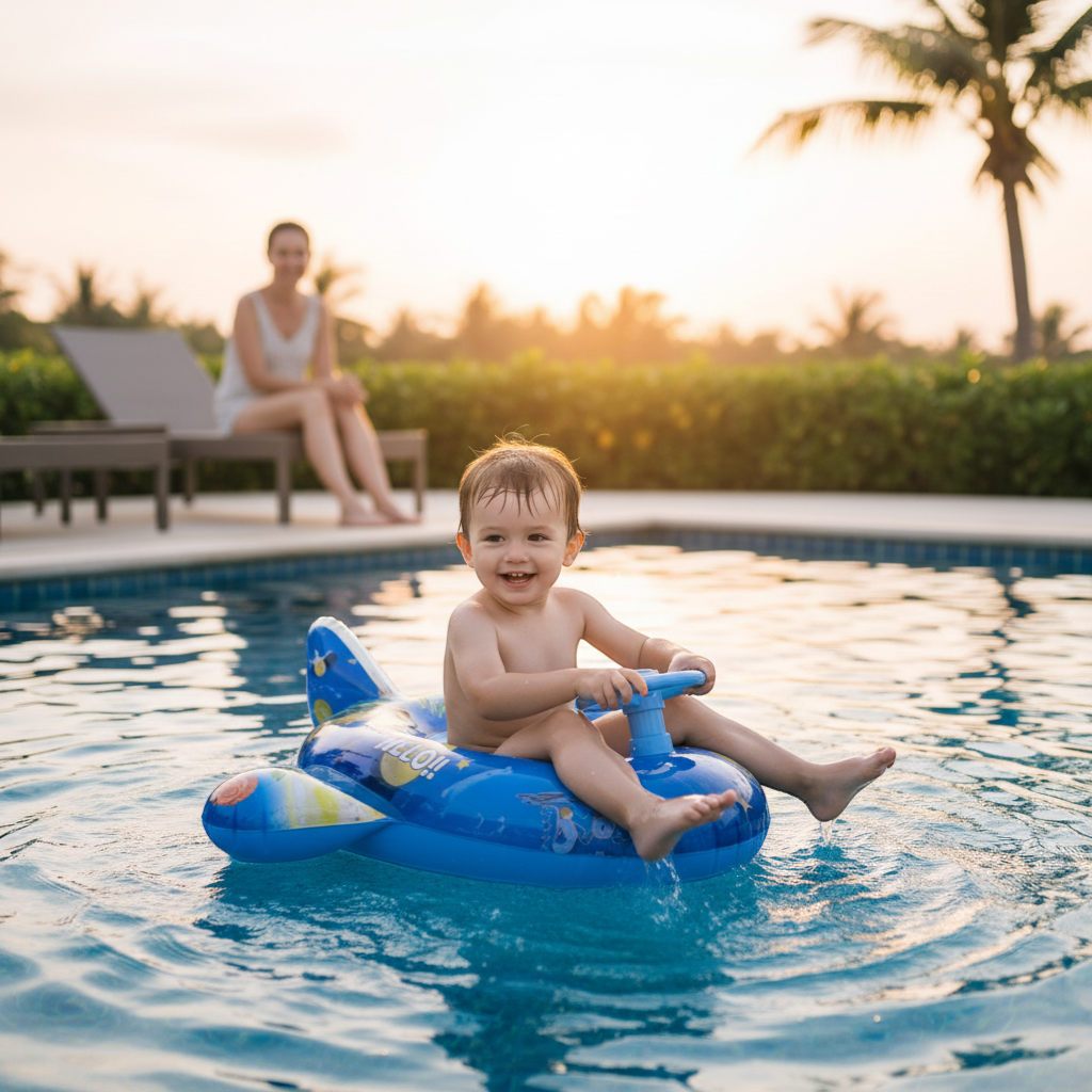 Παιδικό φουσκωτό σωσίβιο με τιμόνι και κάθισμα - 155006 - Blue - Image 2