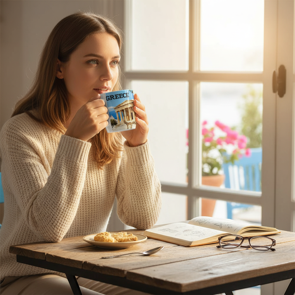 Σετ κεραμική κούπα Souvenir με κουτάλι - Greece - 241109 - Image 2