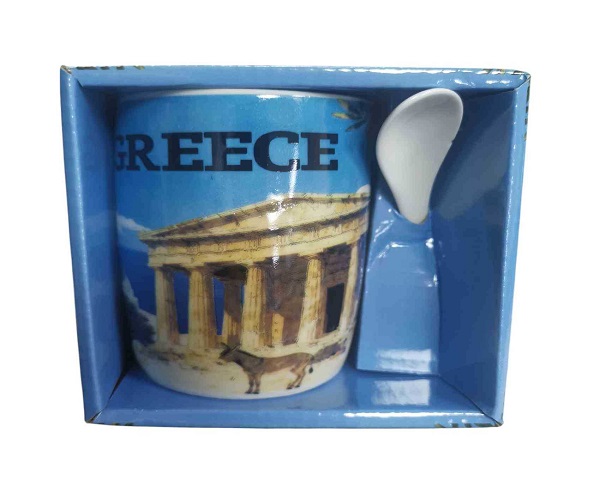 Σετ κεραμική κούπα Souvenir με κουτάλι - Greece - 241109 - Image 3