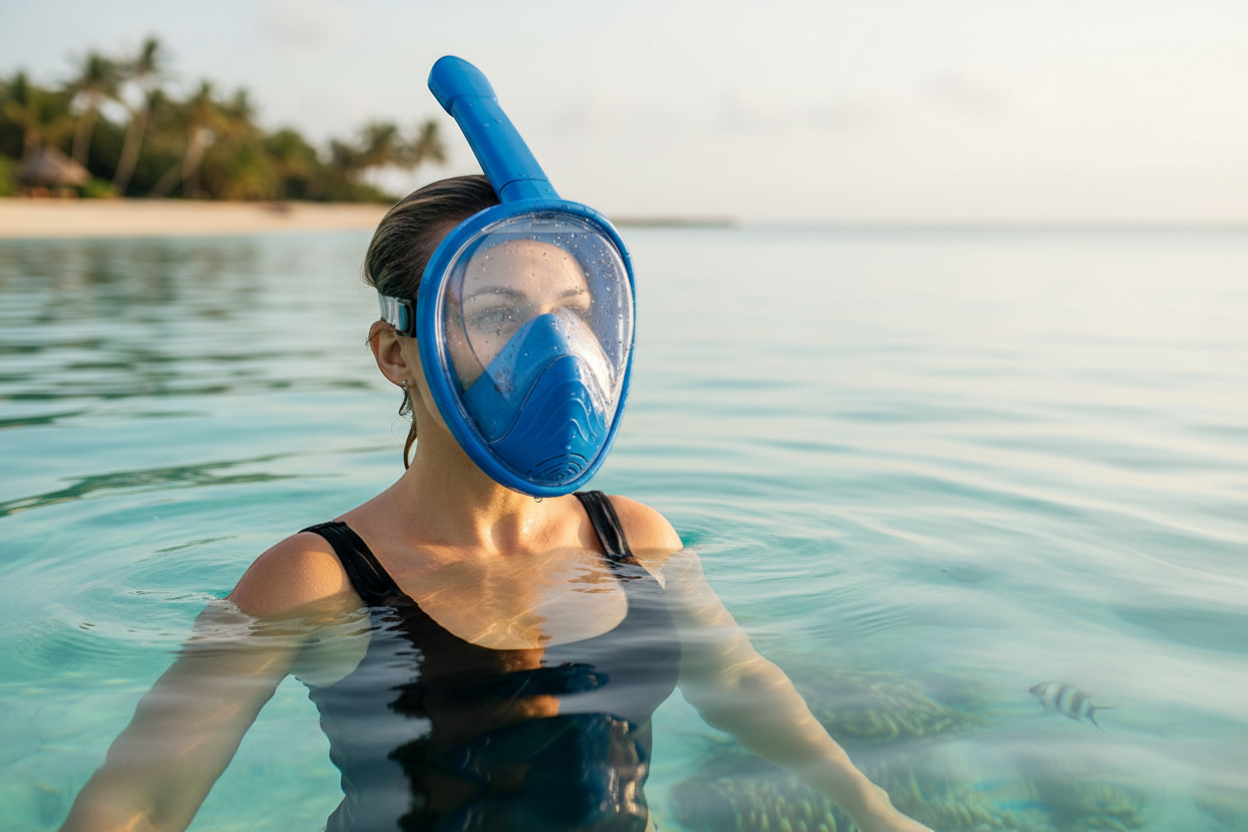 Μάσκα θαλάσσης Full Face με αναπνευστήρα - F-117A - 127122 - Blue - Image 2