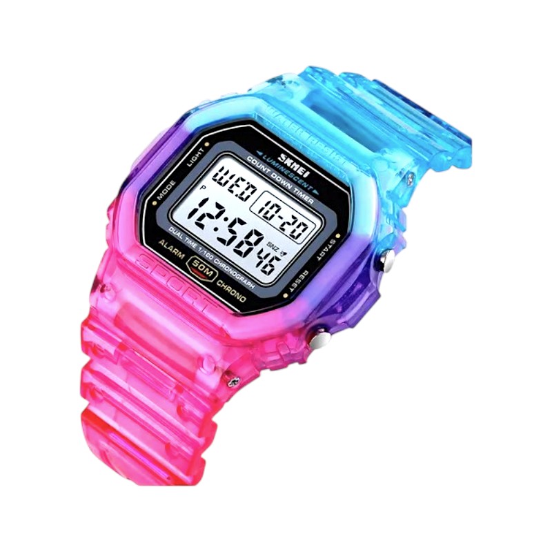 Ψηφιακό ρολόι χειρός - Skmei - 1622 - Pink/Blue Transparent
